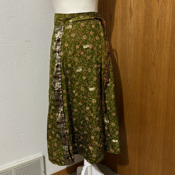 No brand reversible silk boho floral wrap skirt size OS - Picture 3 of 12